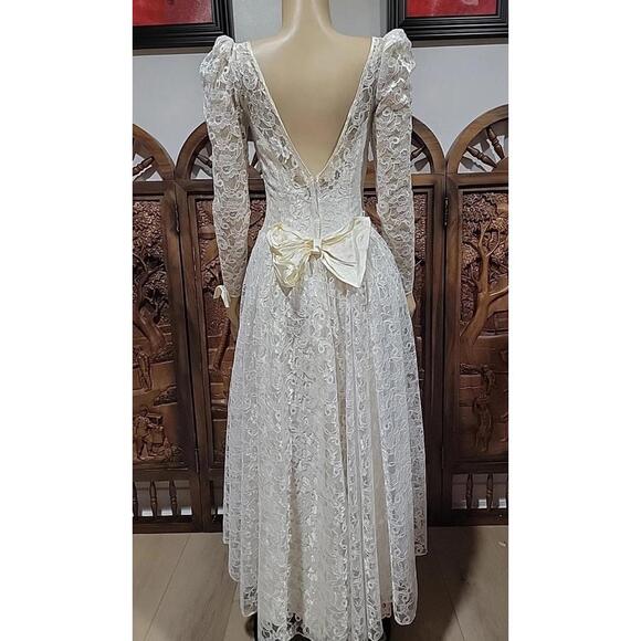 Dresses & Skirts - VINTAGE ILGWU UNION MADE FITS SIZE S AFL-CIO WEDDING DRESS IVORY LACE SATIN #7